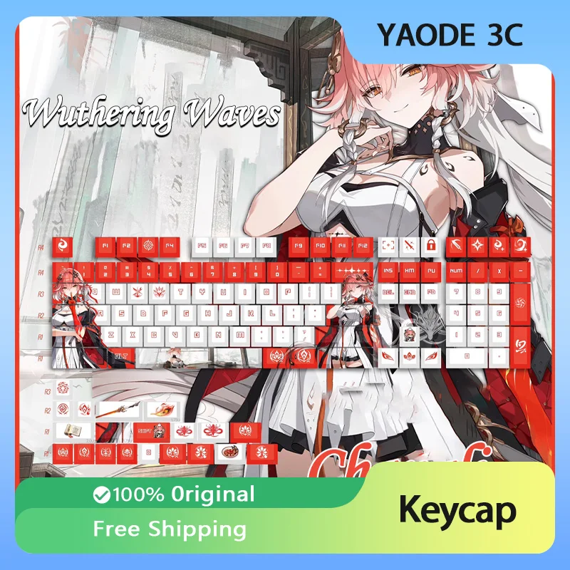 

Wuthering Waves Key Caps Changli Yinlin Keycap PBT Thermal Sublimation Cherry Profile Key Cap 128 Keys/set Cartoon Anime Game