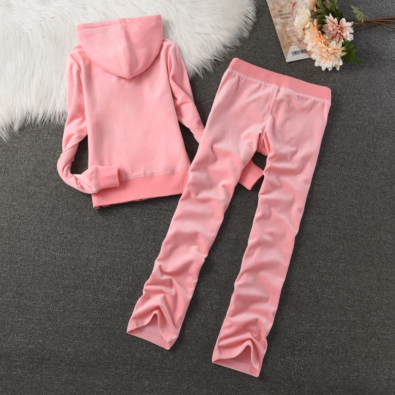 2024 Winter Y2K 2 Piece Sets Women Outfit Women\'s 2 Piece Set Pants Set and Hoodies Women\'s Tracksuit Velvet Tracksuit