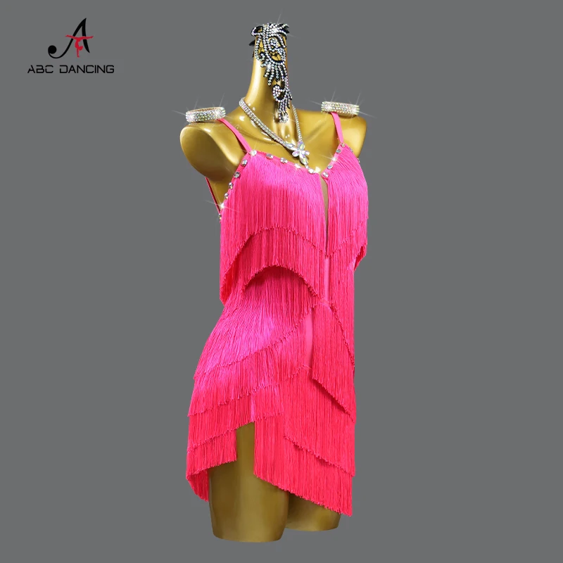 2025 Latin Dance Dress Woman Line Clothes Sexy Practice Wear Suit Sport Costume Kid Dancewear Stage Prom Girl Fringe Party Skirt