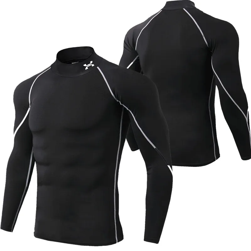 قميص منكمش للرجال، صالة الألعاب الرياضية واللياقة البدنية، والرياضة، والجري، تي شيرت علوي، تي شيرت بأكمام قصيرة سريع الجفاف للرجال #4