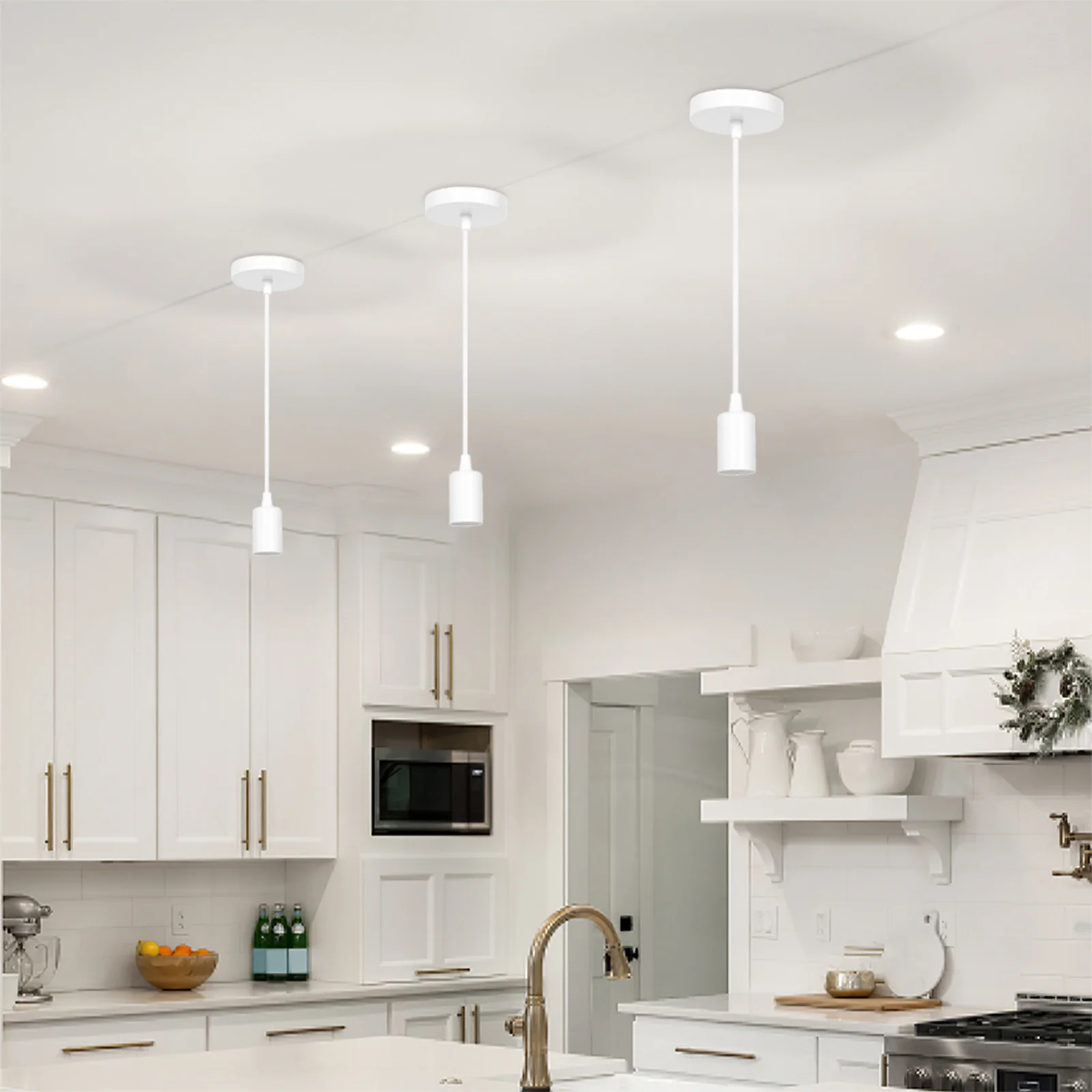 

E27 Bulb Chandelier Components Hanging Lamp Pendant Light Lighting White Socket with Cord Parts Kit