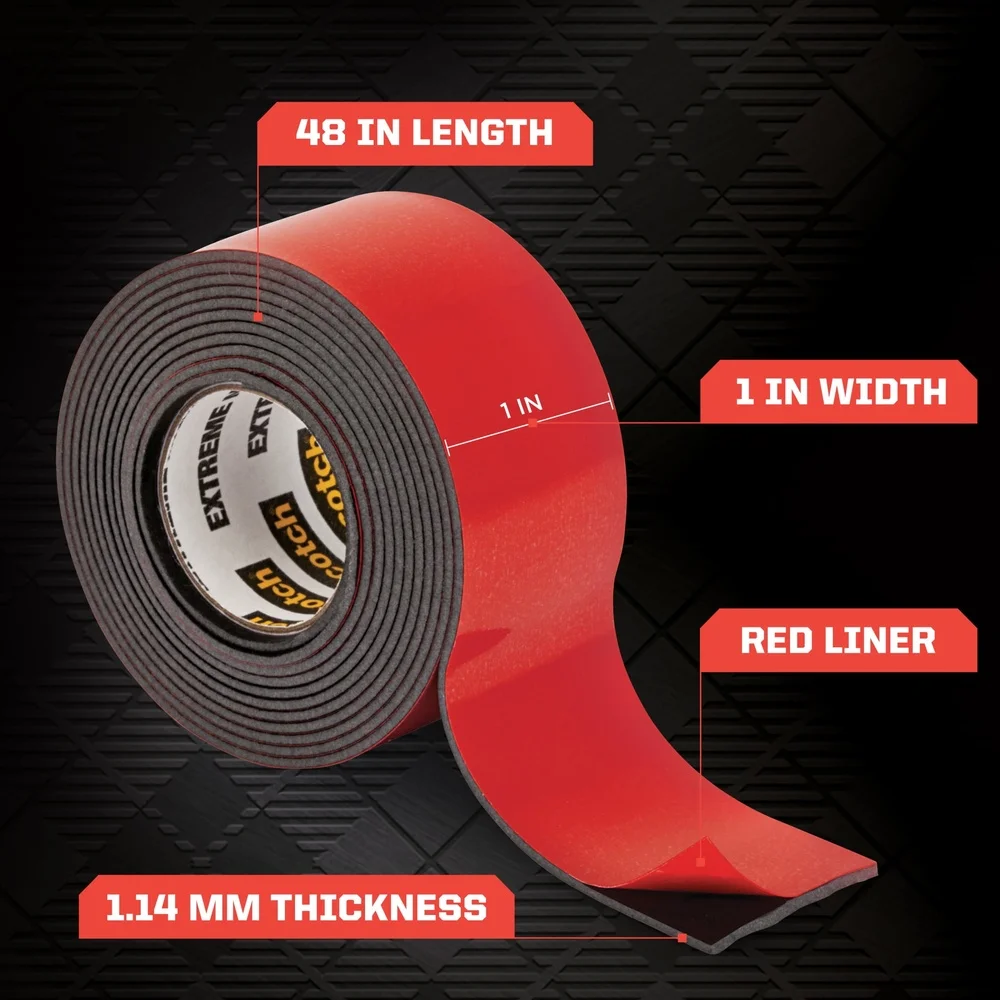 極厚両面テープ 1インチ x 48インチ 高耐久 耐候性接着剤 最大30ポンドまで保持 室内/屋外使用