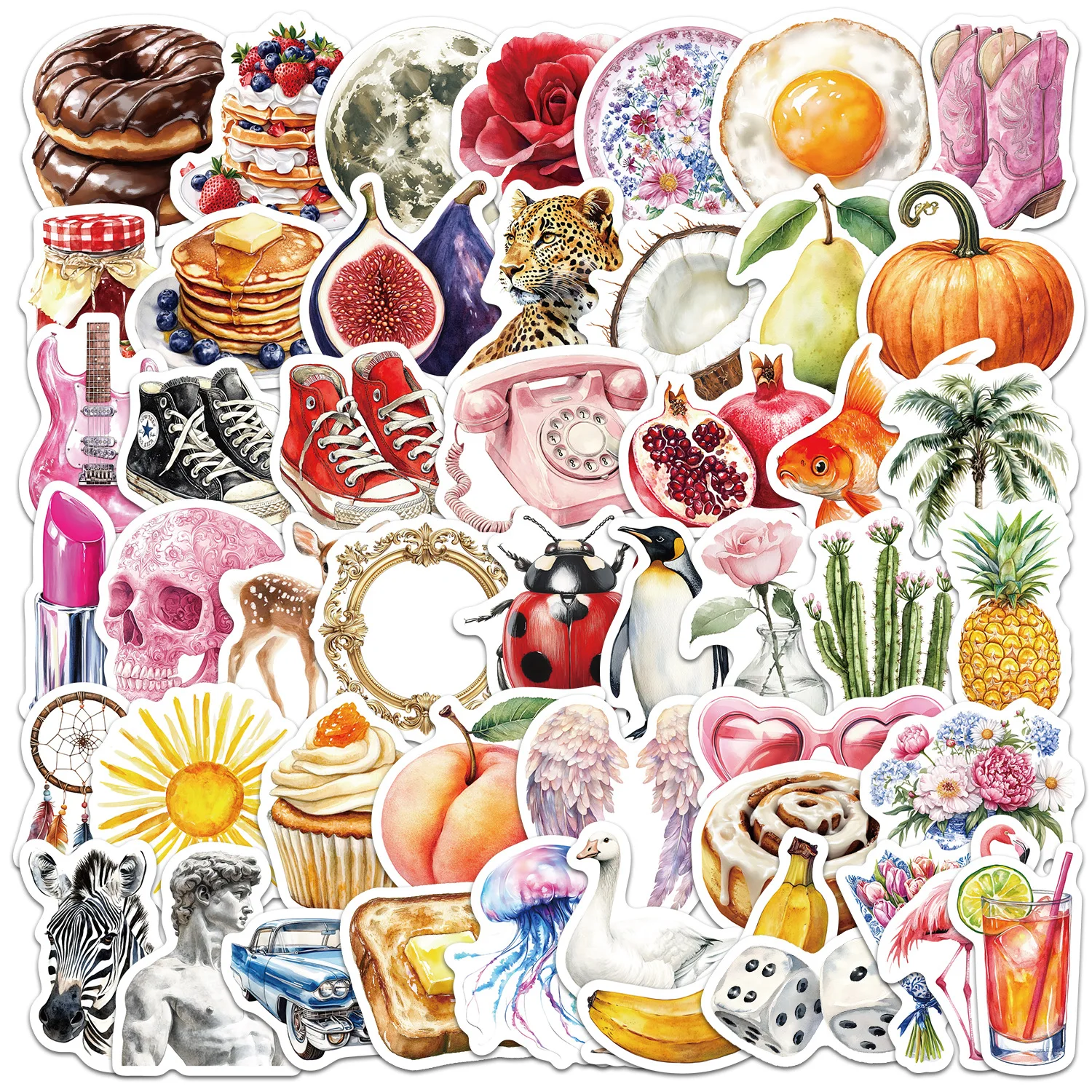 

50PCS Cartoon Aesthetic Stickers Creative Decoration Mobile Phone Case Notebook Water Cup Graffiti Waterproof Toys Gift Stickers