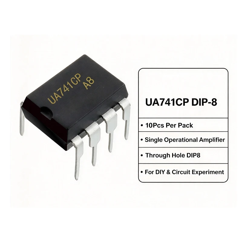 10PCS UA741CP DIP-8 Operational Amplifier, Single Op Amp, DIP8 Through Hole IC for Electronic DIY Circuit Experiment