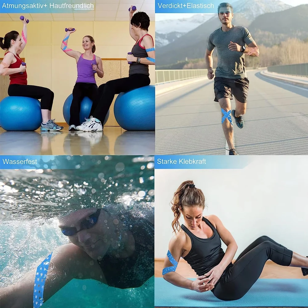 4 Rollen perforiertes Kinesiologie-Tape für empfindliche Haut, atmungsaktiver, elastisches Sportband zur Schmerzlinderung und zur Muskelunterstützung – Detail 7