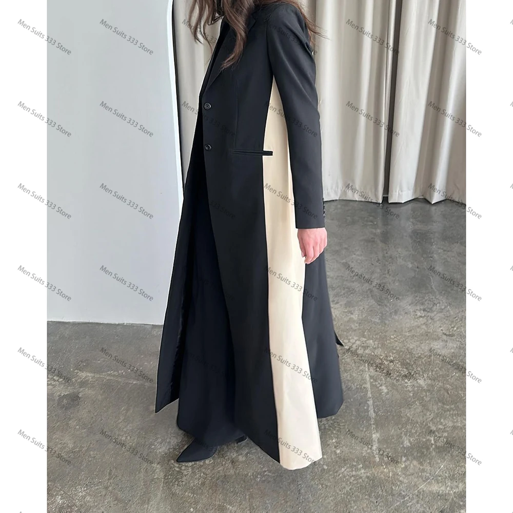 Formal Women Blazer Black and Beige Single Breasted Notch Lapel Office Lady Elegant Jacket Abayas Femme High Quality Custom 2024