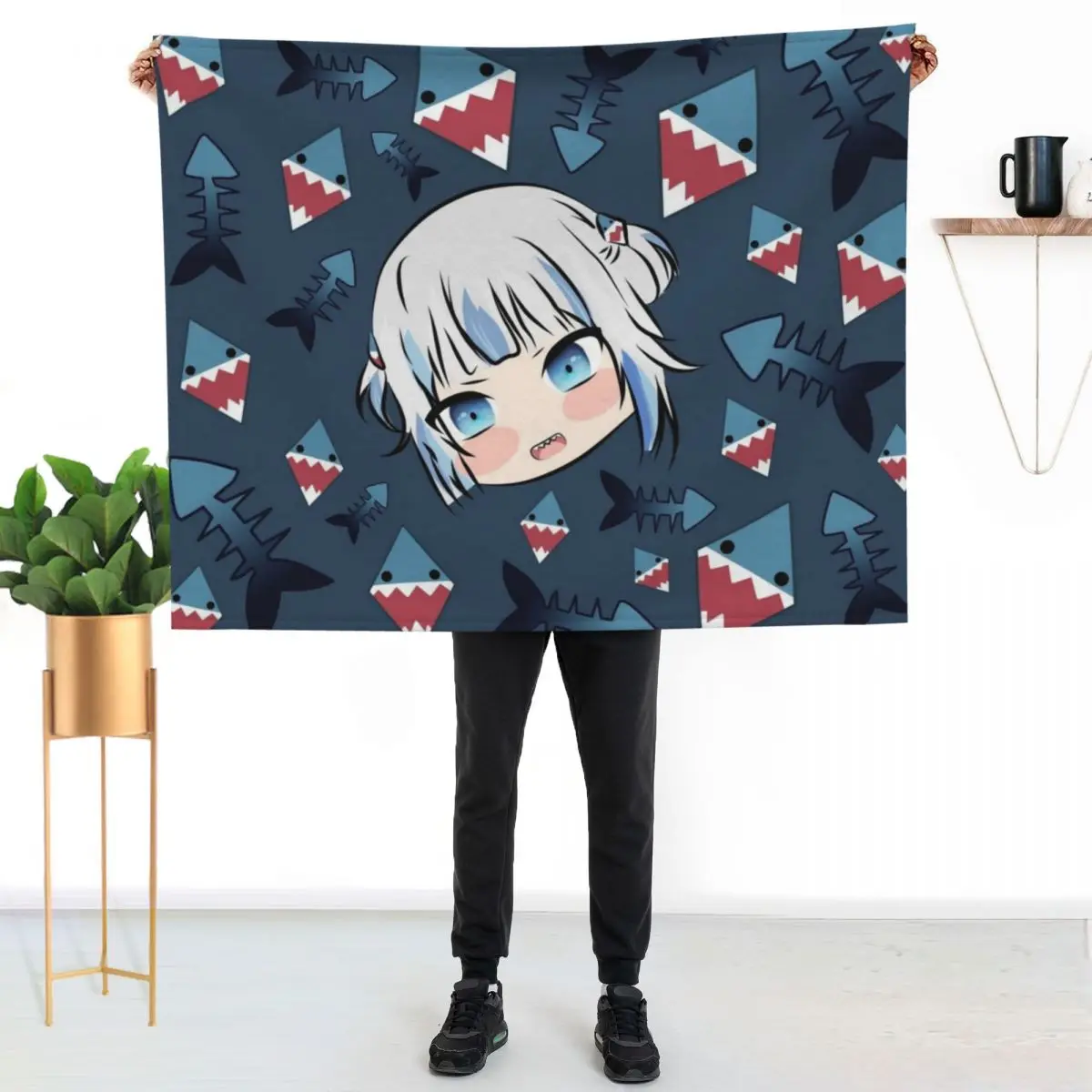 

Gawr Gura Throw Blanket Anti Shedding Soft Fuzzy Blanket for Home