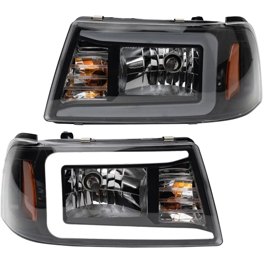 

Комплект из двух фаров в сборе, светодиодная светодиодная панель C, черная рамка со стороны водителя и пассажира, совместимая с Ranger 01-11