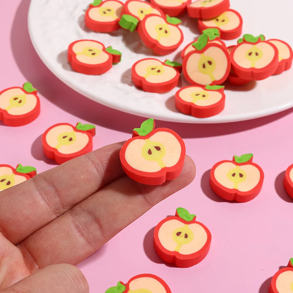 100 Pcs Apple Eraser Cartoon Erasers Kawaii Mini Fruit Food Adorable for Classroom Kids Painting