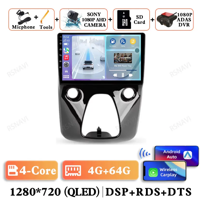 Android 15 Voor Peugeot 108 Voor Toyota Aygo B40 2014-2021 Qualcomm Autoradio Multimedia GPS DSP Navigatie Viedo speler 5G WIFI