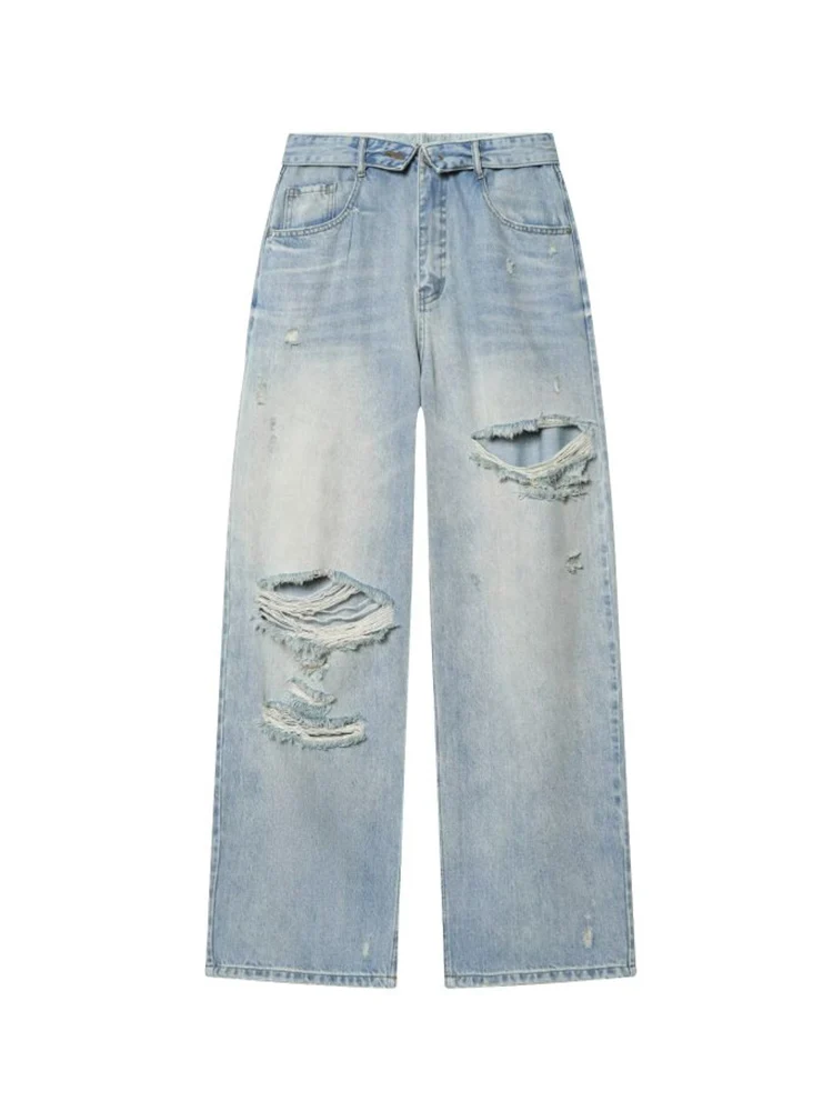 

2026 Women Summer Jeans Pants Fashion Solid Hole Hollow Out Female Elegant Street Jeans Trousers Clothing