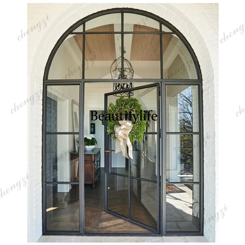 Z138 Customization Factory Wholesale Front Door Iron Wrought Prices Wrought Iron French Glass Doors