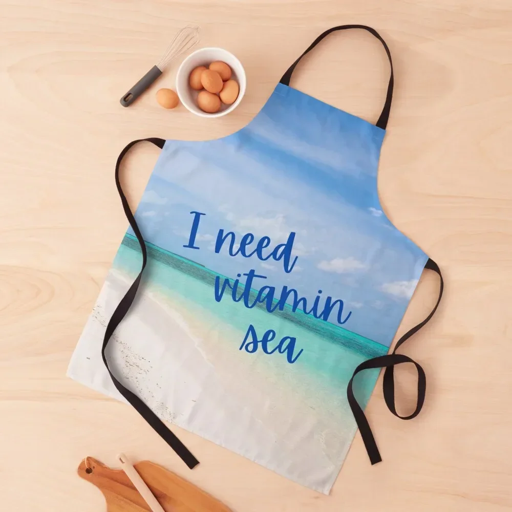 I need vitamin sea funny summer beach photography nature Apron beauty master Home And Kitchen Apron