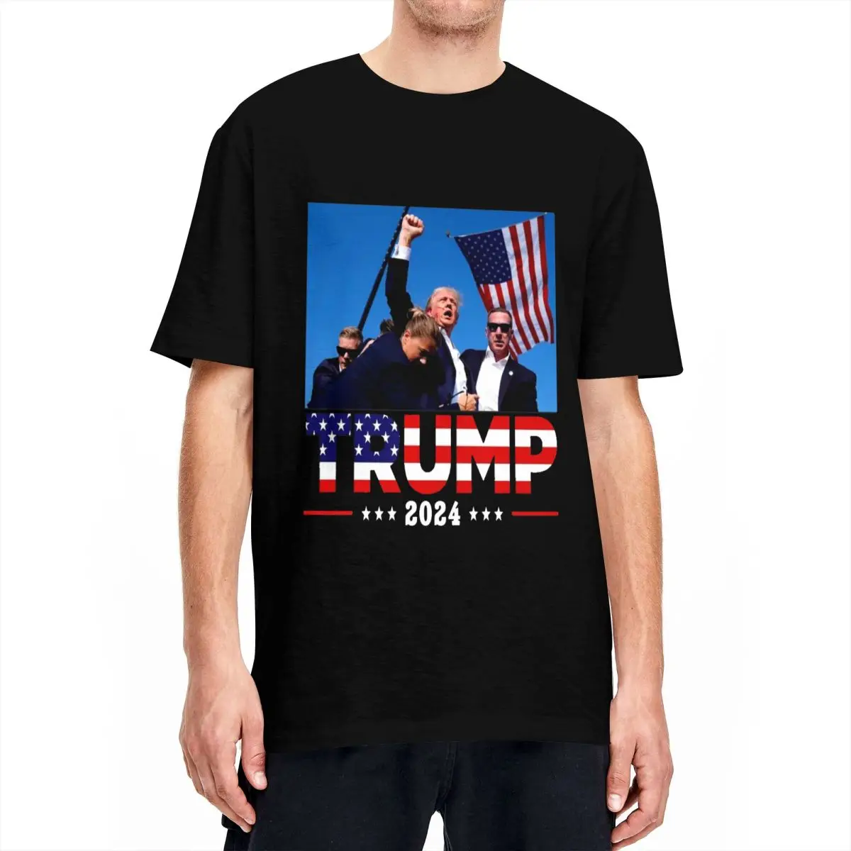 Man T Shirt Trump 2024 President T Shirts Leisure Trump Shot Summer Tees Classic Print Cotton Clothing Plus Size