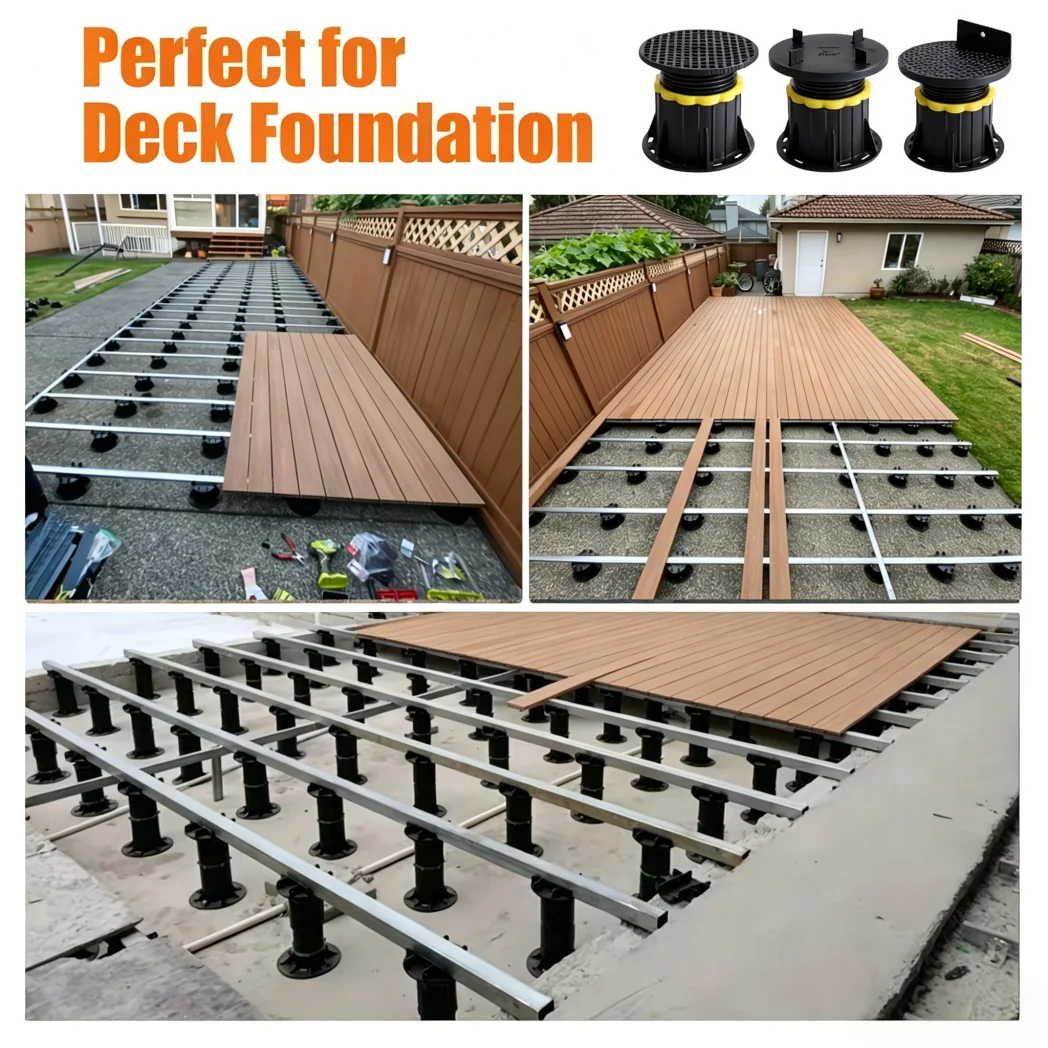 Höhenverstellbare Bodenstützen (74-110mm) für Balkon, Dachterrasse, Terrassenfliesen & WPC-Deck – Erhöhte Höhenverstellbare Stelzlager, lasttragend, wasserfest – Komplett-Set oder Zubehör wählbar |