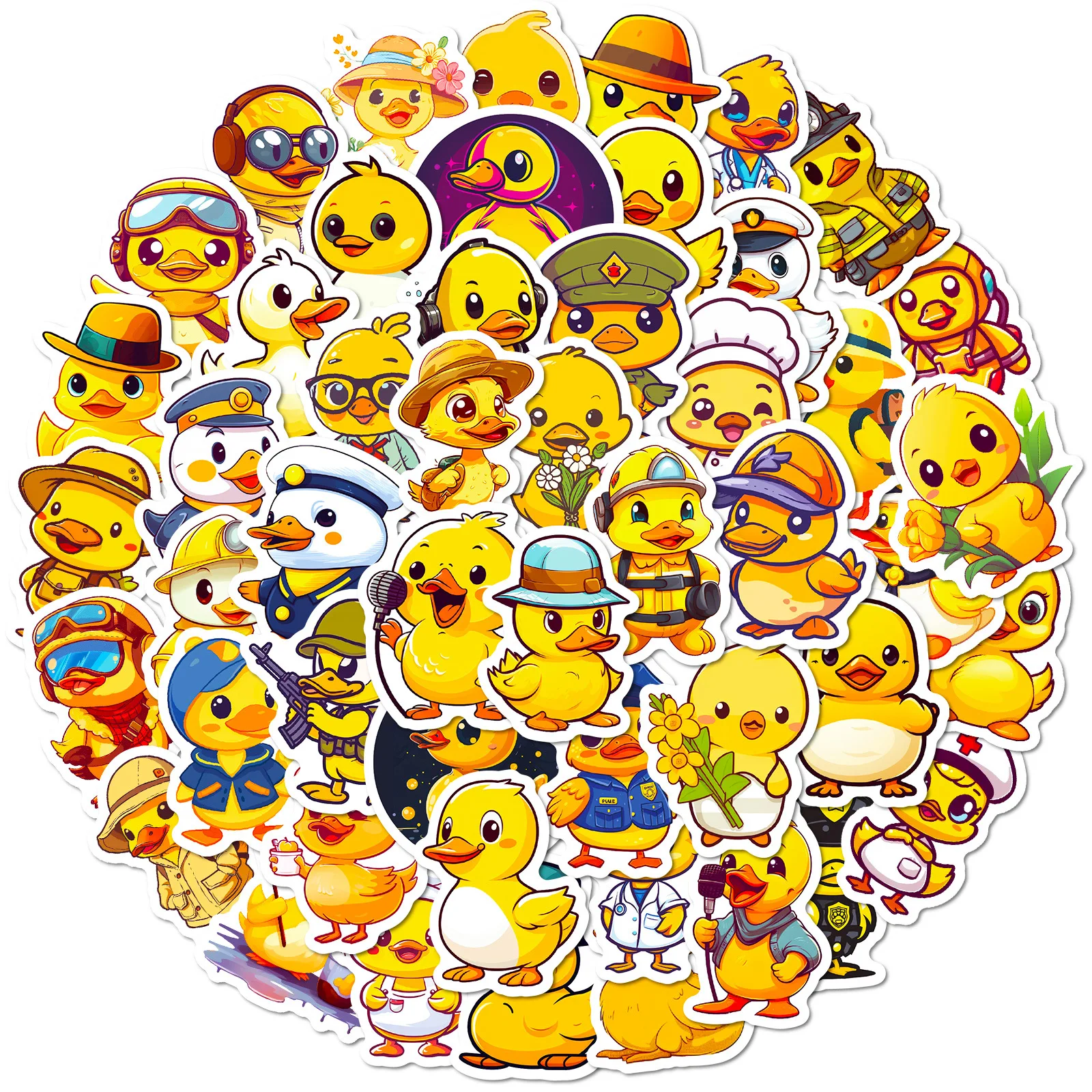 10/25/50pcs Cute Little Duck Cartoon Stickers for DIY Kids Scrapbooking Stationery Water Bottle Phone Laptop Guitar Decal