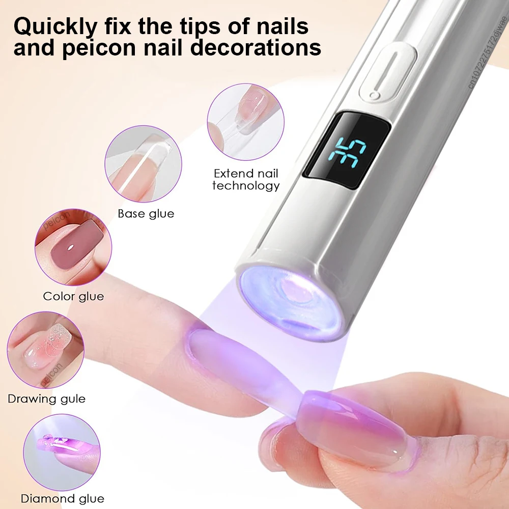 Mini Handheld UV Light Nail Lamp USB Rechargeable Manicure Polish Gel Curing Dryer Portable Nails Art LED UV Light Drying Lamp