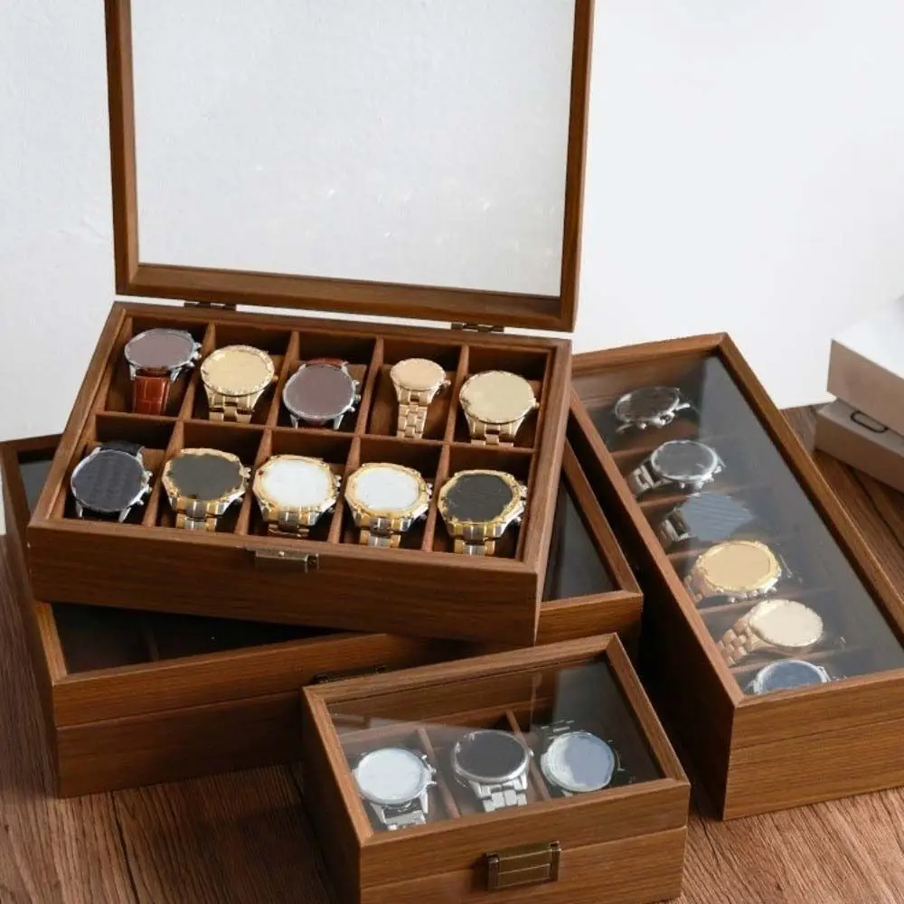 1/2/3/6/10/12 Slots Watch Storage Box Walnut Wood Soft Watch Pillow Wooden Watch Box Chinese Style Retro Bracelet Storage Box