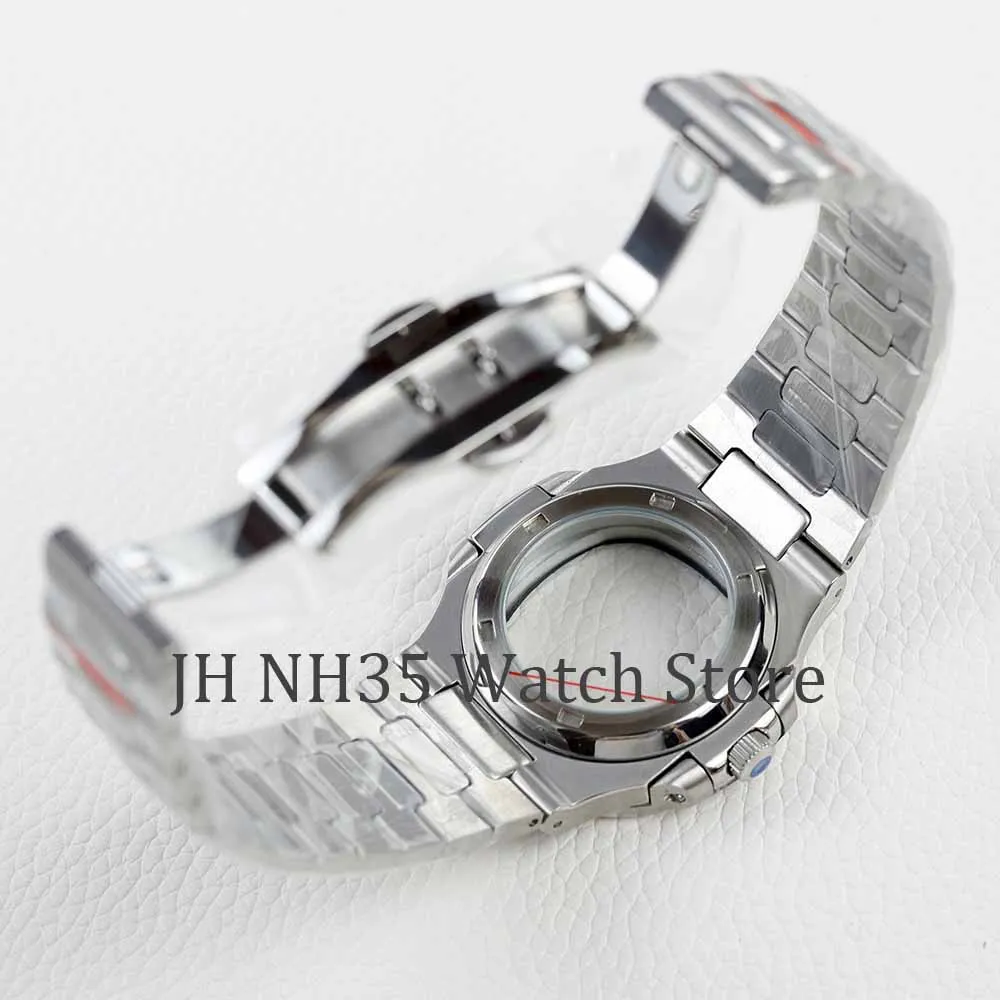 40mm Square NH35 Watch Case Black PVD Fit for NH35 NH36 7S 4R Movement Sapphire Crystal Glass 30.5mm Dial Nautilus Cases  Strap