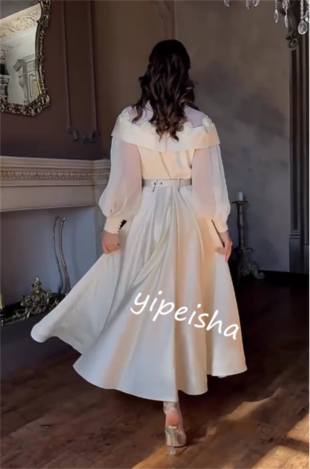 Customized Exquisite Sparkle Customized Charmeuse Applique Pearl Clubbing A-line O-Neck Bespoke Occasion Gown Midi Dresses