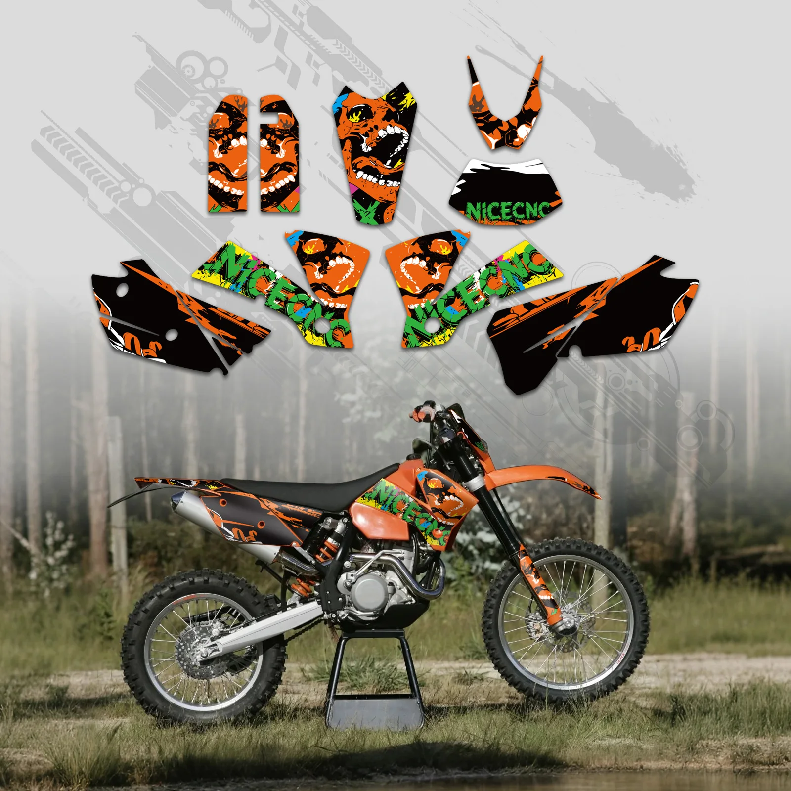 nicecnc-para-ktm-2004-exc-300-exc-250-exc-150-excf-350-exc-450f-exc-f-500-graficos-de-motocicleta-calcomanias-de-fondo-pegatina-personalizada