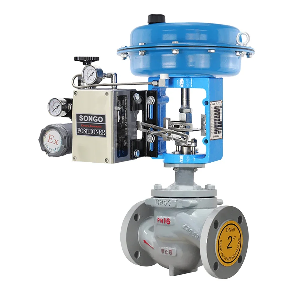 Pneumatic Single Seated Control Valve PN25 DN150 Flange Cast Steel Steam Modulating Control Valve 4-20ma Positioner