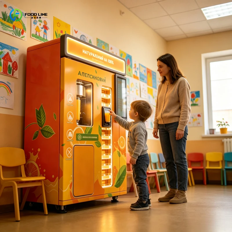 Fresh Orange Juice Vending Machine, Multi-Language Trust Juicer with Clear Purity Statement, Reassuring for Family Center