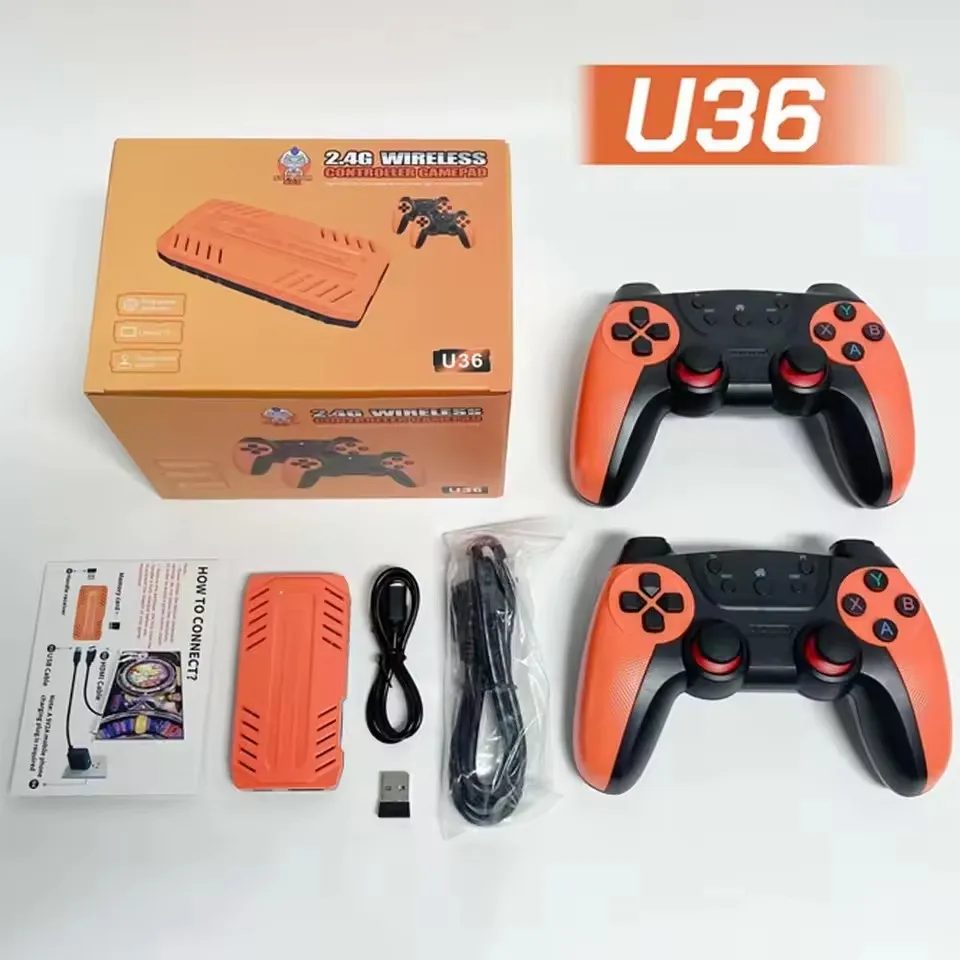 Reebolnic U36 Game Stick 128G 50,000+Games مثبتة 4K HD مخرج ريترو لعبة فيديو وحدة تحكم ثلاثية الأبعاد 40 + أجهزة محاكاة PSP PS1 Boy Gifts