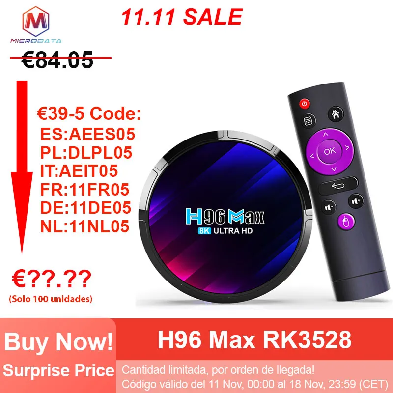 H96 Max RK3528 Smart TV Box Android 13 Set-top Box Rockchip 3528 Quad Core 8K WIFI6 BT5.0 H96Max Media Player Smart Set Top Box