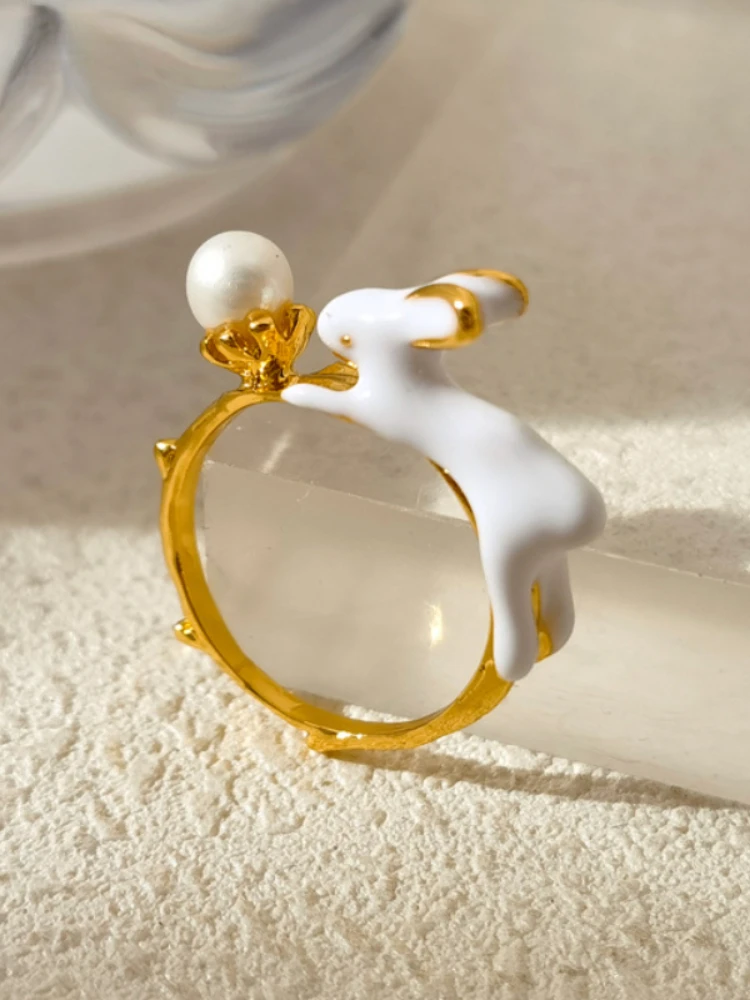 แฟชั่นเครื่องประดับสําหรับผู้หญิงสีขาวกระต่ายหวานคุณภาพสูงแหวนโลหะสําหรับของขวัญ Party Party ขายร้อนอุปกรณ์เสริม Dropshipping