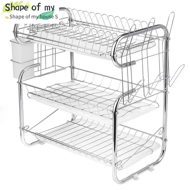 3 Tier Sink Dish Drying Rack Bowl Shelf Cutlery Holder Multi-layer Kitchen Storage Rack Shelf Plate  Chopboard Dish Rack