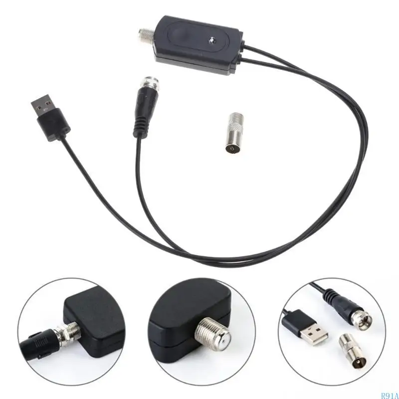 R91A 디지털 실내 안테나 앰프 길이 50 마일 레인지 안테나 720p, 1080i, 1080p/ ATSC 비디오 액세서리