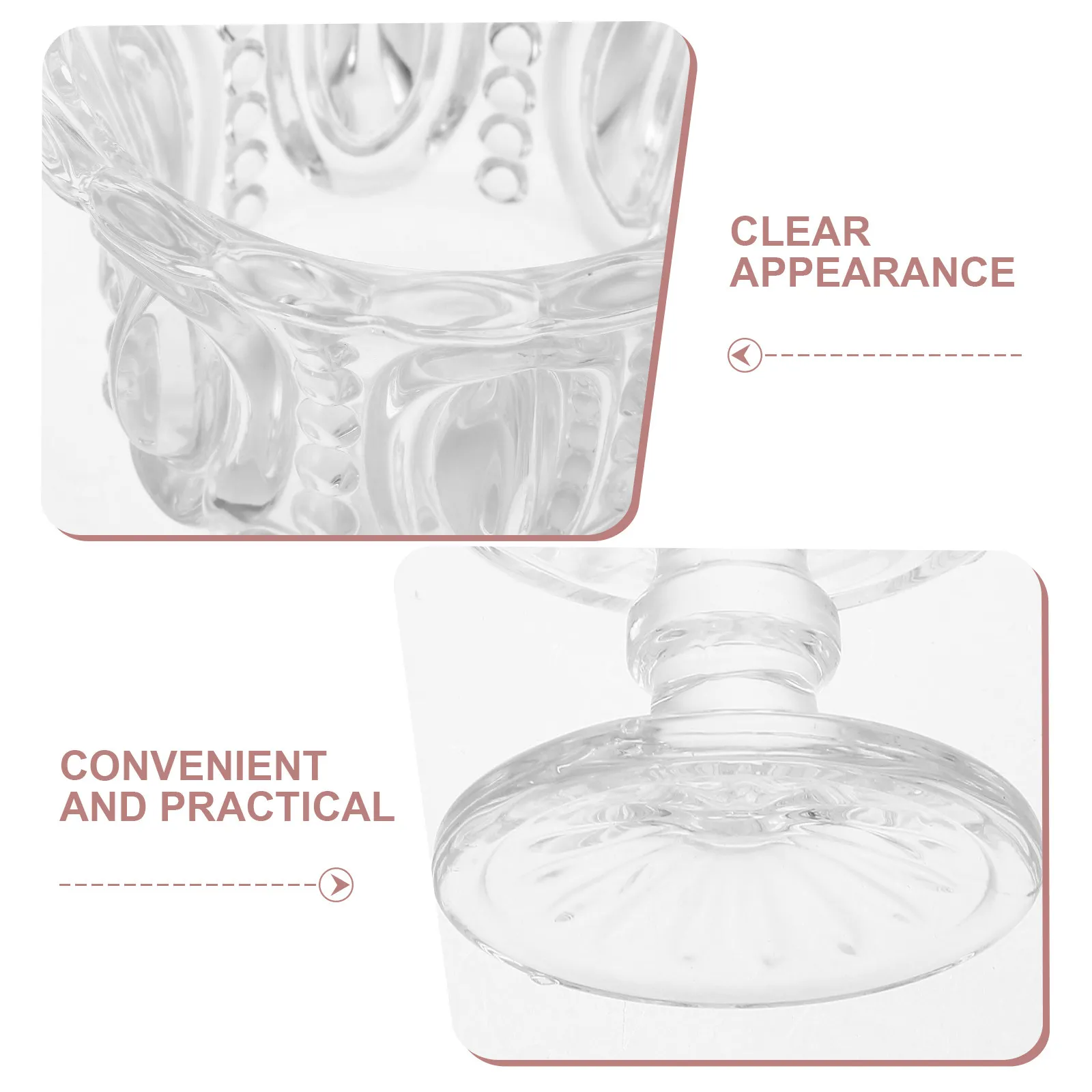 2Pcs Transparent Glass Dessert Bowls Embossed Footed Ice Cream Cups Parfait Sundae Trifle Pudding Bowl Fruit Dessert Serving