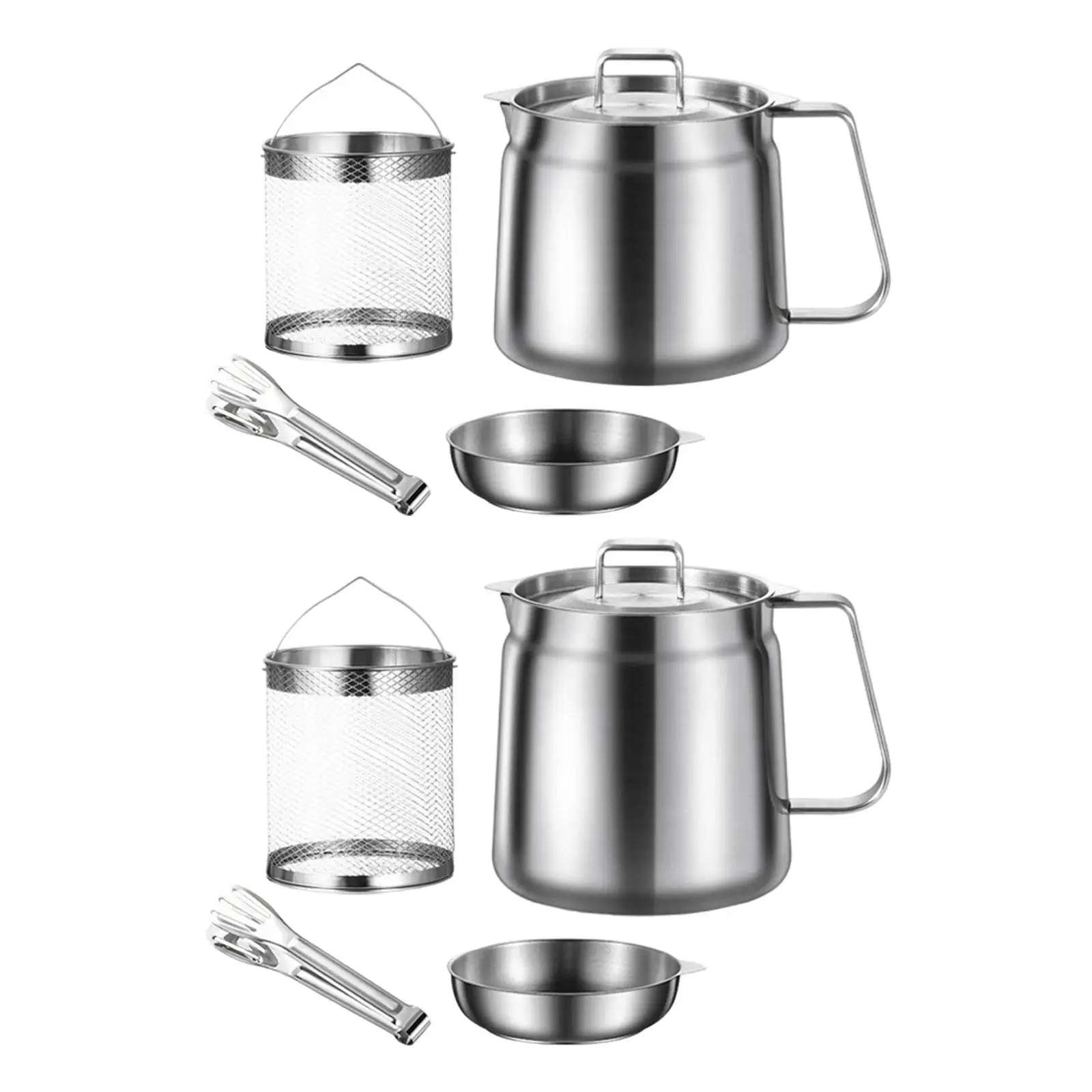 

Oil Strainer Pot Stainless Steel Deep Fryer Pot Multi Functional Grease Container for Baking French Fries Chips Oils Storage