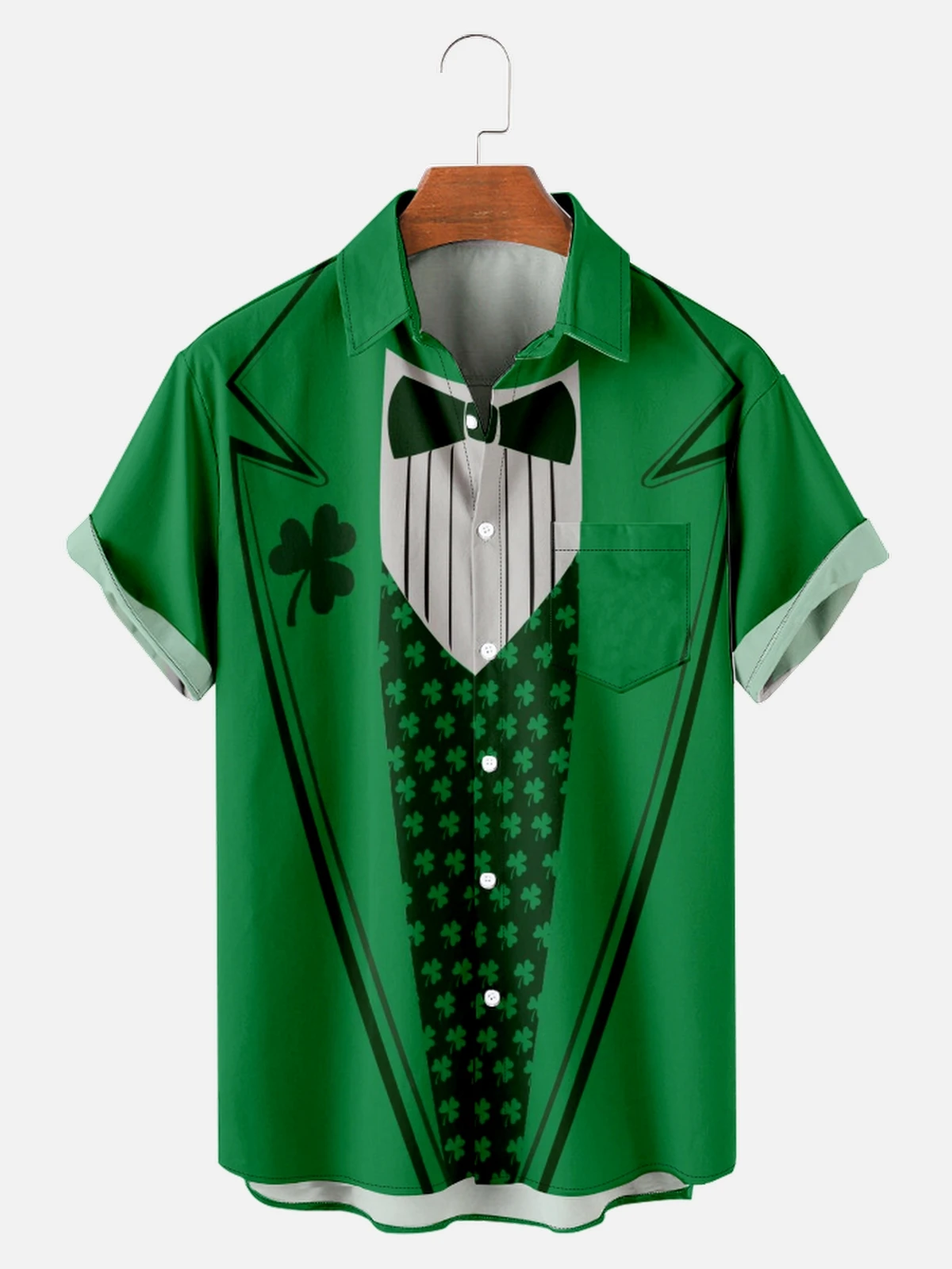 Men St. Patricks Day Print Casual Shirt Retro Turn Down Collar Art 3d Digital Print Camisas De Hombre Flower Pullovers Oversized