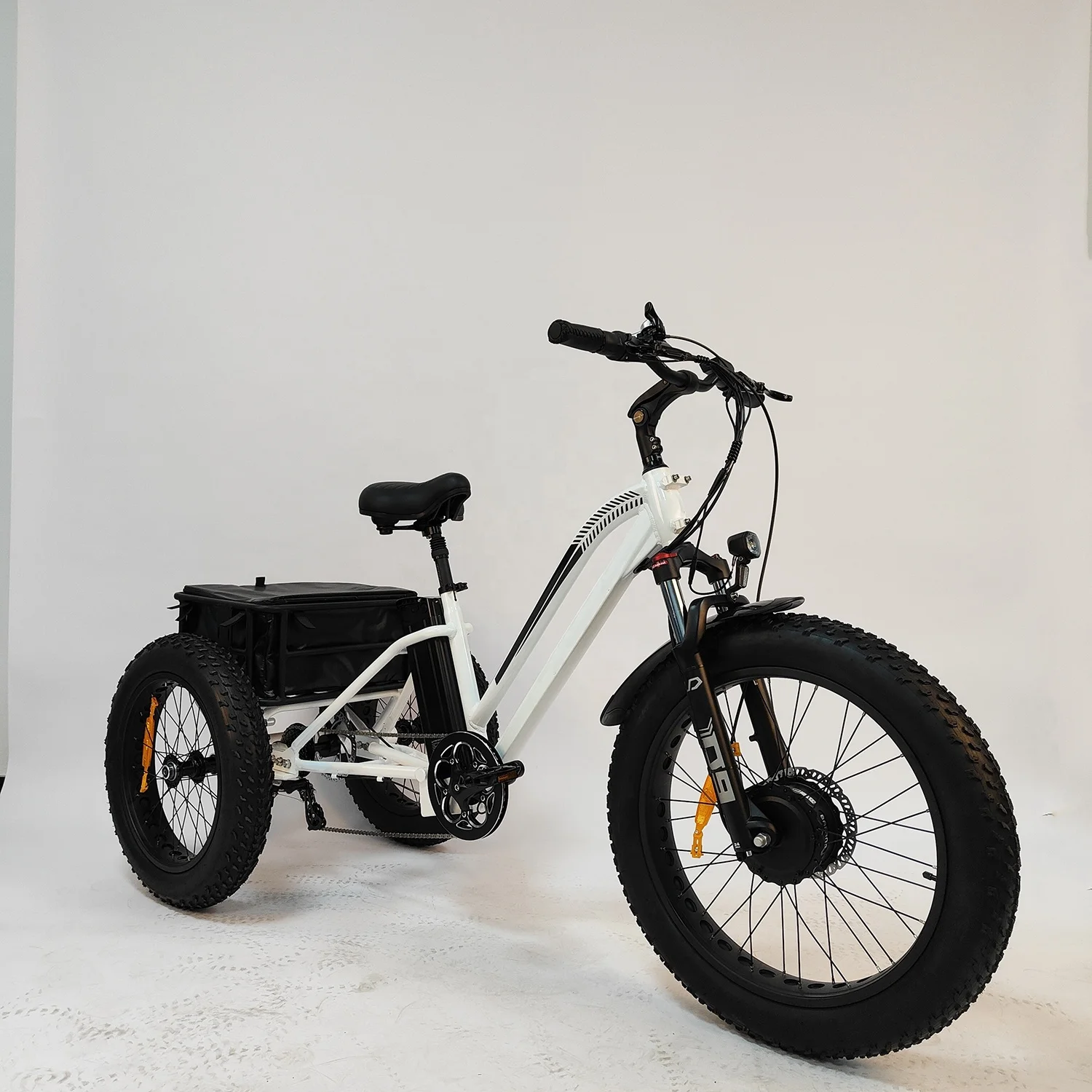 24-Inch Adult Electric Tricycle Three Wheel Cargo Bike with Brake Includes Cargo Basket