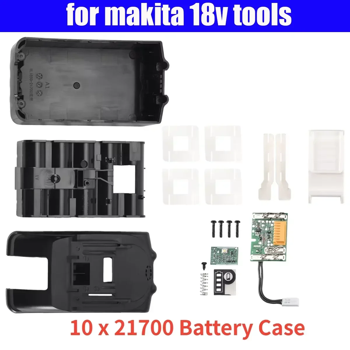 BL1830 10 x 21700 Battery Case PCB Charging Protection Circuit Board Shell Box BL1860 for makita 18v tools kit 10Ah 8.0Ah 6.0Ah