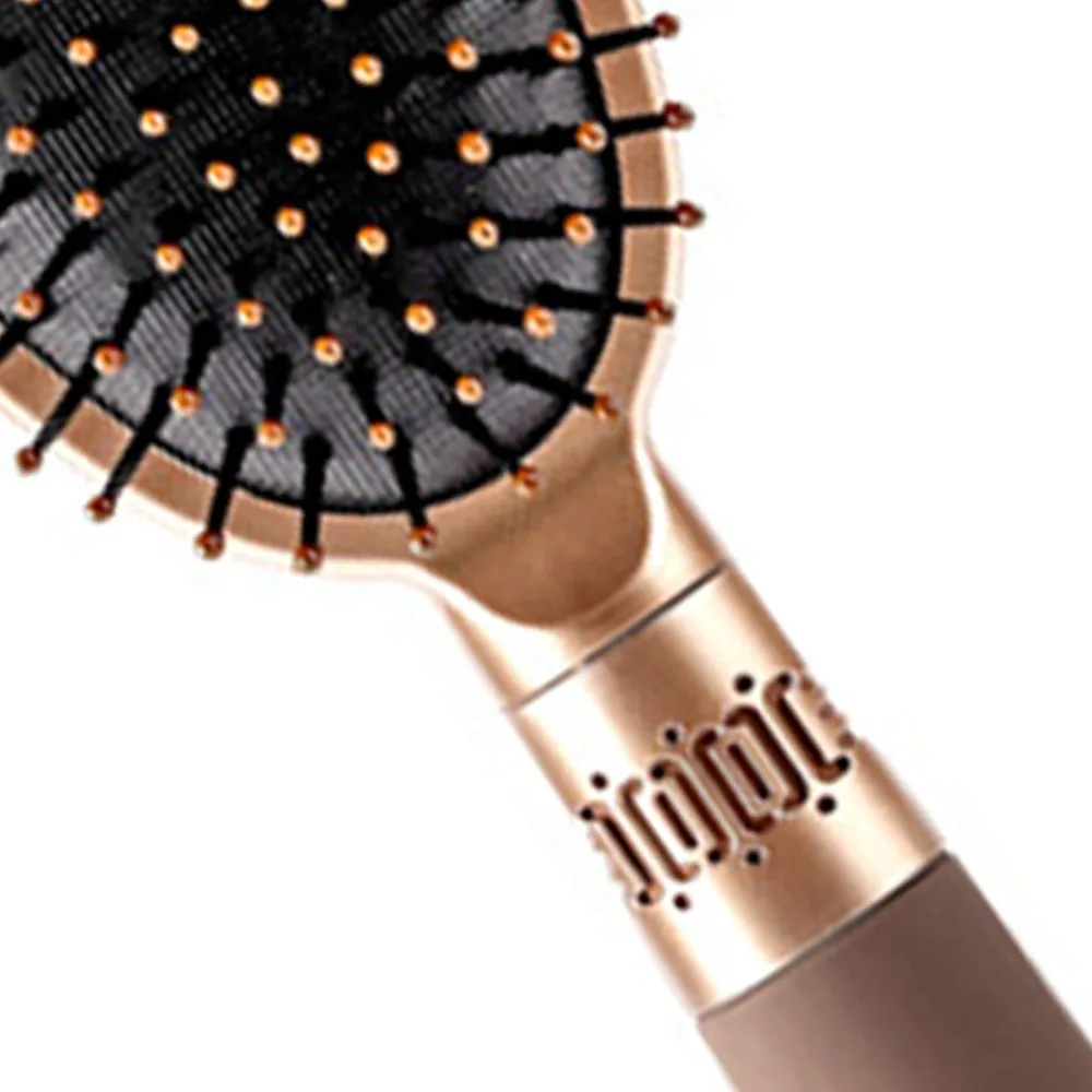 Non Slip Handle Hair Styling Comb Oval Shape Gasbag Cushion Massaging Hairbrush Golden Color Detangling Brush Home Use