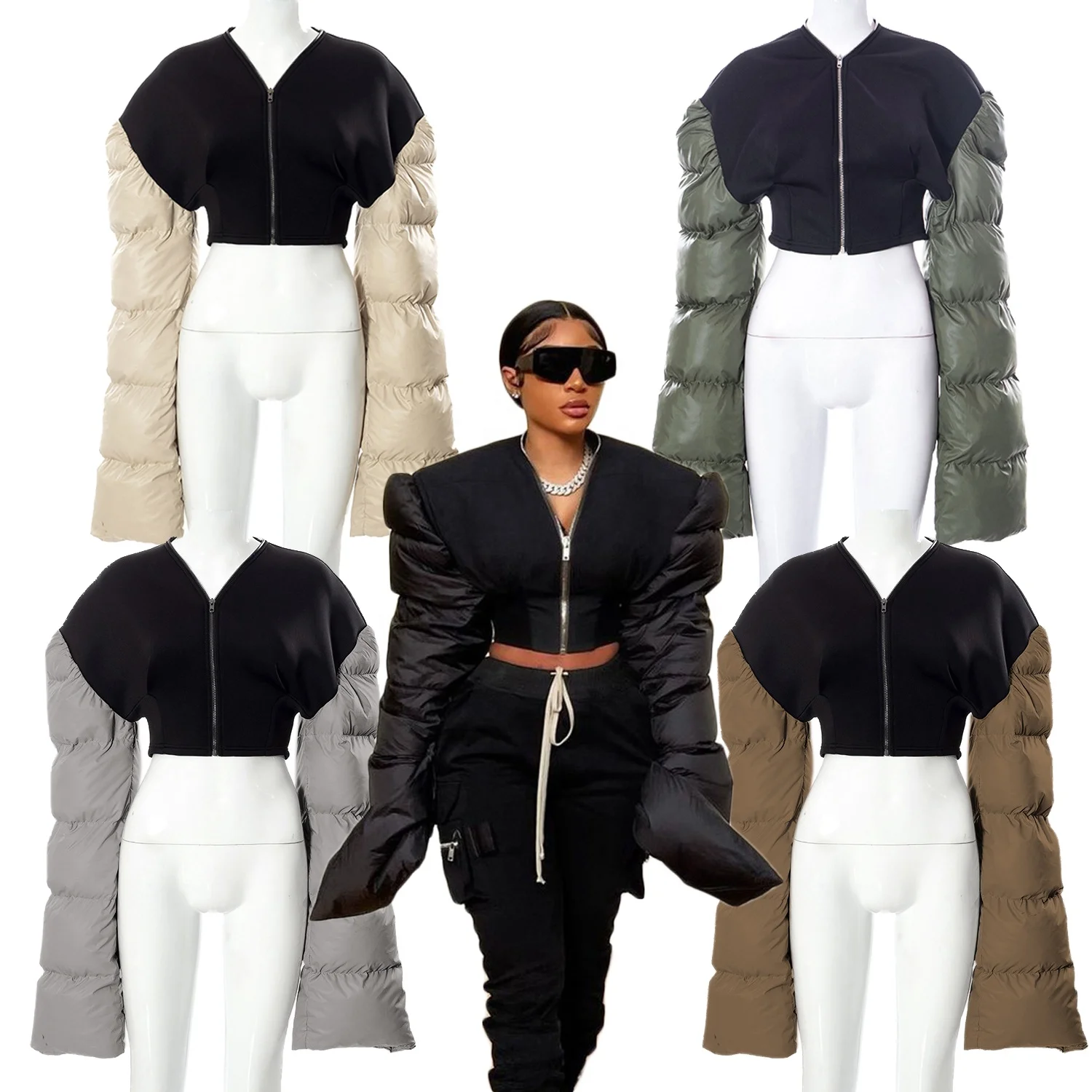 

Bubble Puffer Coats Crop Jacket Casual Thick Warm Down Cropped Coat 2022 Women Y2K Clothes Streetwear Bomber Oversized Jakcets