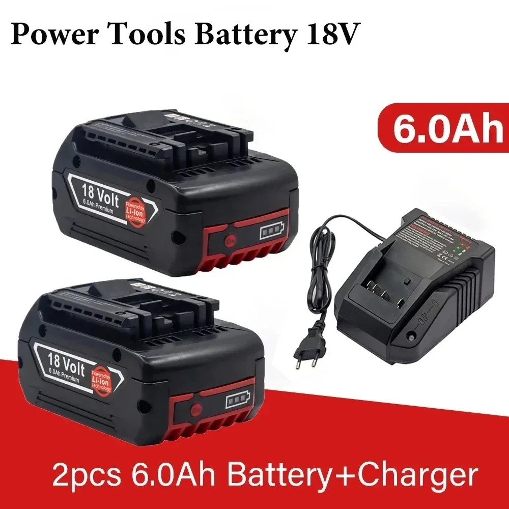 

New Battey for Bosch 18V 6.0Ah Lithium Ion Battery Charger Sets Rechargeable Replacement for Bosch 18v Battery for BAT609 BAT618