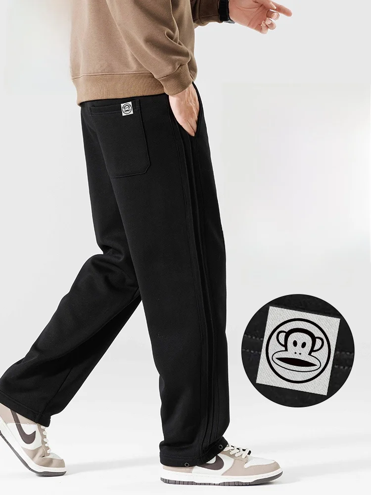 

Мужские спортивные брюки PaulFrank Heavyweight: весенне-осенние, в полоску, с комбинированными вставками, свободные, прямые, повседневные, молодежные, модные, из смесового хлопка