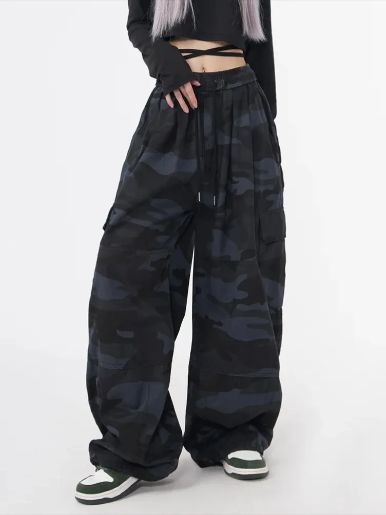 New Y2K Camouflage Cargo Pants Women Loose M-3Xl High Waist Trousers American Retro Streetwear Pockets Bf Gothic Wide Leg Pant