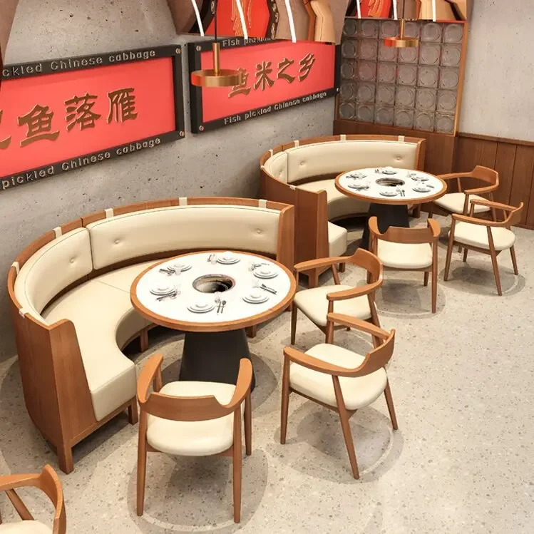 Restaurant Sofa Table and Chair Set, Cockloft Sofa with Soft Backrest, Simple modern style, Support Size Customization