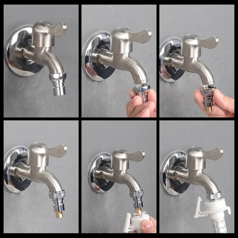 Adaptador Faucet fêmea com válvula de retenção, Tap Joint, máquina de lavar roupa Connect, Inlet Pipe, Falling Off, Automatic Water Stop, 1/2 ", 3/4"