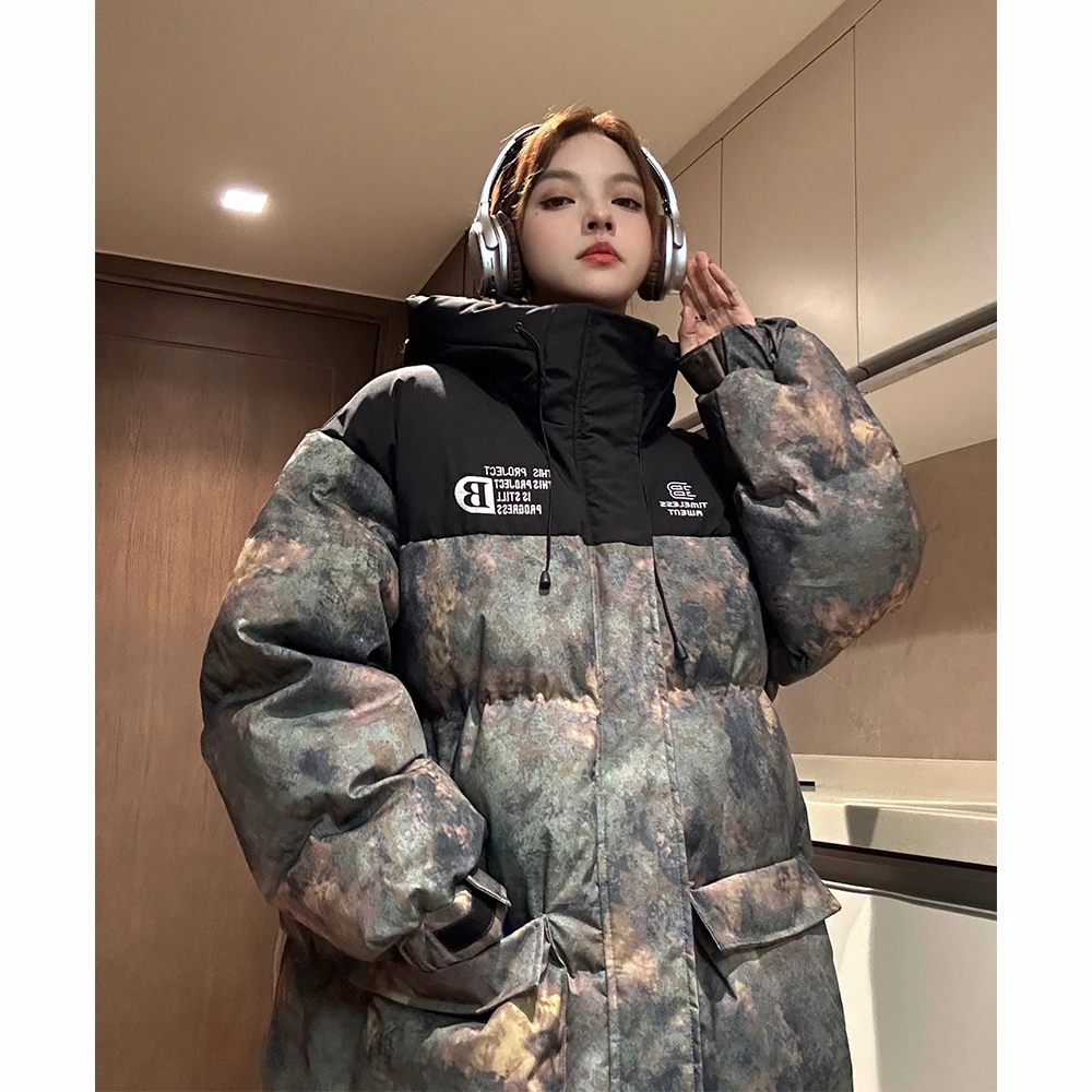 

Мужская камуфляжная хлопковая куртка: теплая зимняя куртка-пуховик в американском ретро-стиле, цветные блоки, рабочая одежда, парная хлопковая куртка, верхняя одежда