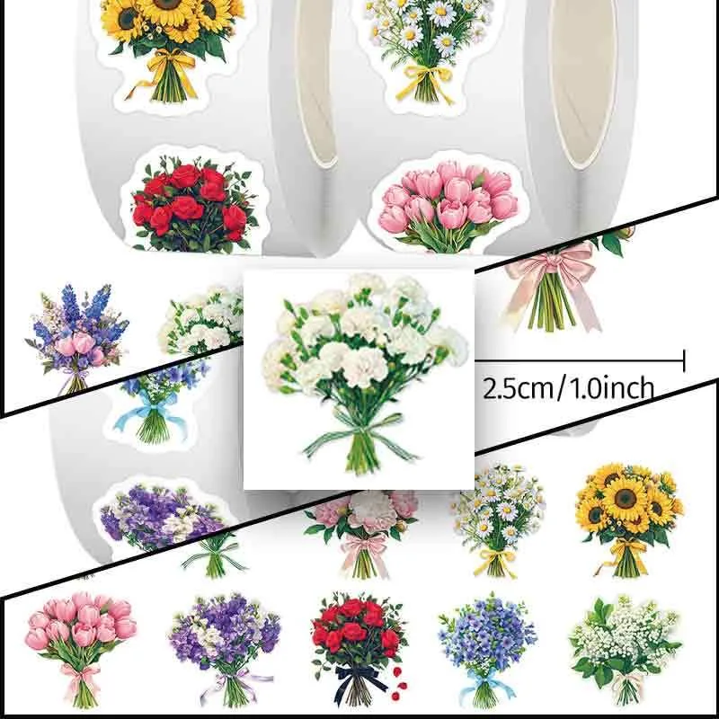 100-500 pçs elegante flor adesivo para portátil notebook diy decorativo saco de presente adesivo de vedação crianças brinquedo decoração