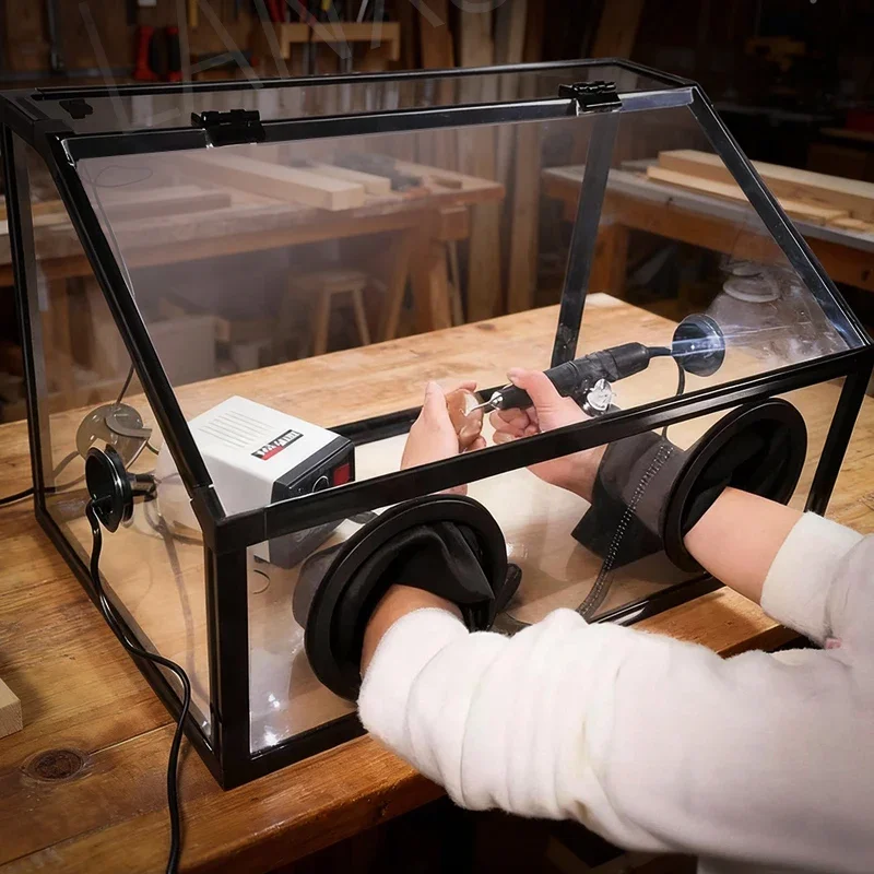 Staubdichte Polierbox, transparente staubdichte Box zum Schleifen und Polieren, LED-Schleifstaub-Sammelbox