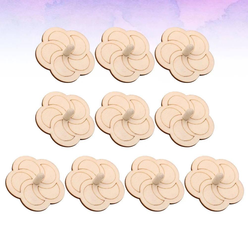 10 قطعة خشبية لتقوم بها بنفسك اللوحة غير المكتملة الجيروسكوبات الكلاسيكية الاطفال الغزل القمم الإبداعية التنسيق بين اليد والعين متعة تعليمية