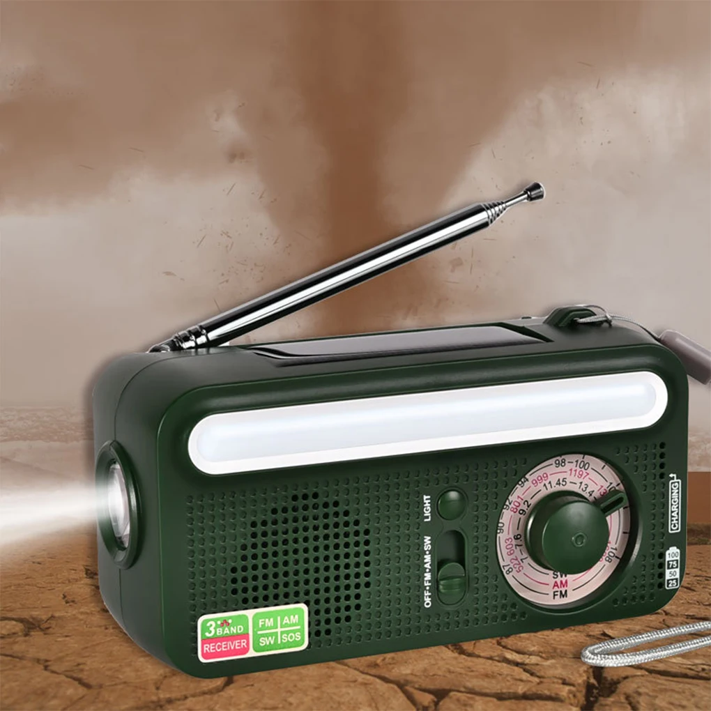 Solar Power Hand Crank Emergency Rechargeable AM FM SW Radio With 2000mAh Power Bank Flashlight Reading Lamp SOS Alarm