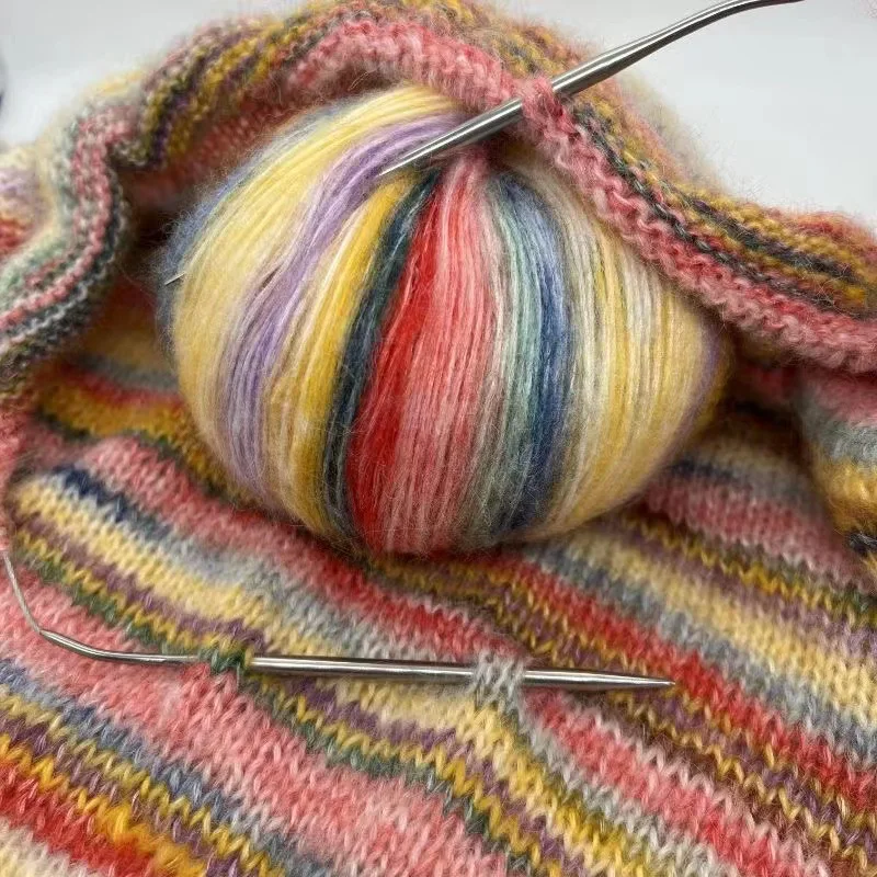 100g/ Ball Soft Yarn Hand-knitted Rainbow Gradient Medium Coarse Yarn Knitted Scarf Sweater Hat Pure Hand-made Wool Ball